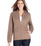 Karen Scott's cozy zip-up is an ideal layering piece for cooler days. Pair it with a tee and jeans for casual style!