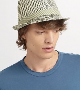 A contemporary spin on an iconic favorite, woven from an exquisite paper/cotton blend with check pattern and a subtly striped band.Brim, 1 W Fully lined 72% paper/28% cotton Imported