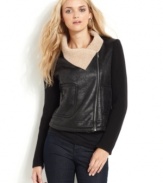 Part jacket, part sweater, this DKNY Jeans look is the perfect lightweight layering piece for fall!