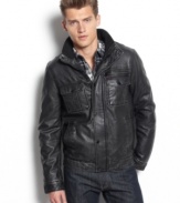 Get some modern cool with this bomber styled jacket from Levi's. Its faux-leather look elevates your game.