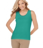 This petite cotton tank by JM Collection is a pretty essential you can wear again and again through the seasons.