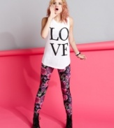 Washed in a garden of colorful print, these leggings from Material Girl bring on the flower power!