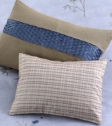 A beautiful, richly-textured Silk Plaid Organza Pillow enhances the feeling of a elegant, restful environment. A removable envelope sham allows for easy cleaning. Pillow plumped with polyester fiberfill.