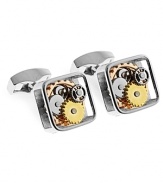 Set your style in motion with Tateossian Gear cufflinks. Ideal for the tech aficionado, they feature rotating cogs in mixed finishes.
