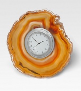 In ancient times, semi-precious agate was believed to bring pleasant dreams to its owners. Our Cele clock combines these natural, restful properties with elegant, modern design, making it perfect bedside table or living room accessory. 4.5 diam.Fabric easelAluminium hardwareAgateImported