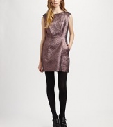 Full of luster, this metallic jacquard dress has cap sleeves, slash pockets and a short silhouette. RoundneckCap sleevesSlash pocketsFully linedInvisible back zipper with hook-and-eye closureAbout 17 from natural waist38% polyester/21% wool/21% polyacrylic/20% cottonDry cleanMade in USA of Italian fabricModel shown is 5'9½ (176cm) wearing US size 2.