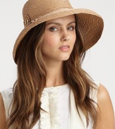 A natural, braided style with a turned down brim and a handcrafted, metal accented loop trim. RaffiaBrim, about 4Adjustable inner bandImported 
