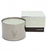 Inspired by fond memories of foreign lands in a blend of Italian bergamot, fresh lemon blossom, rich cypress and oceanic nuances. Derived from all-natural beeswax combined with unique botanical waxes and the rarest, most seductive fine fragrance oils from around the world. Presented in nickel-finished glass. Burn time, 150 hours. 19.5 oz. 