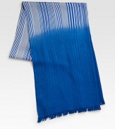 Thick and thin stripes meld into a bold field of color in this elegant scarf, crafted in Italy of luxurious cotton and silk.Fringed ends14W X 76L60% cotton/40% silkImported