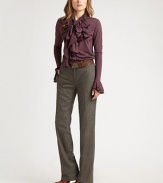 A warm wool blend with a touch of feminine flair. Button closureZip flyBelt loopsSide pocketsInseam, about 3480% wool/20% polyamideDry cleanImported Model shown is 5'7½ (171cm) wearing US size 4.