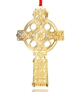 Fashioned out of gleaming 24k gold-plated brass, the Celtic Cross ornament by ChemArt is a beautiful way to show off your Irish roots.