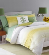 A fresh look is on the horizon. This Horizon comforter set from Izod boasts sleek variegated stripes in sunny yellow and white hues for a polished appeal. The coordinating decorative pillow, featuring the Izod logo, offers a simple addition to the look.