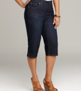 Get ready for your winter escape with Style&co.'s plus size capri jeans, featuring a comfort waistband-- pair them with your favorite tanks and tees!