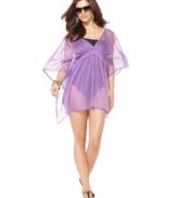 Emerge from your winter cocoon with this pretty tunic-style cover-up from Steve Madden. With a darling butterfly silhouette, you'll float on air.