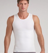An essential underlayer or workout separate with an exclusive design that builds in physiotherapy taping techniques to gently pull the shoulders back and promote optimal alignment. Seamless stitching and targeted mesh provides a breathable, second skin fit. Polyester/nylon/spandex; machine wash Imported