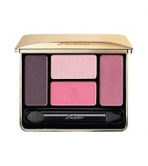 Dare to wear color as an accessory. Elements in the Guerlain Four-Colour Eyeshadow Palette were designed to be mixed, matched and blended with no fear of mistakes. Applications simple, intuitive, fun and risk free!Nine palettes offer a range of iridescent, matte, satin and metallic shadows to complement any mood and skin tone.