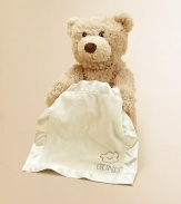 Every baby loves to play peek-a-boo and what better way to play than with this adorable bear? Little ones will giggle with delight as this beige teddy bear raises and lowers his cream-colored blanket to play a game of peek-a-boo! The bear's mouth moves as he says, Where did you go? 