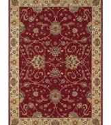 Evoking the strong look of ancient Sarouk rug designs, the Premier area rug from Dalyn is woven with intricate floral medallions in rich burgundy. Made in Egypt of durable polypropylene and shimmering polyester fibers, it provides any room with captivating texture and added dimension.