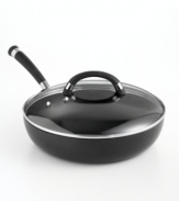 What a release! The incredible nonstick durability of this deep skillet lets you experience cooking with none of the hassle and all of the joy, making cleanup quick and easy and meals truly beautiful with no burnt corners or half-cooked dishes. The deep construction takes on generous portions and keeps splashes to a minimum. Lifetime warranty.