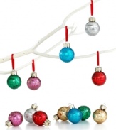 All that glitters. Sparkling rings wrap around each mini jewel-tone bulb for a look that makes the season even brighter.