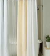 Keep the water in the tub where it belongs with two styles of shower curtain liners. Have a powerful shower spray? Try the heavyweight Aqua Guard Vinyl Liner in white or clear. Or opt for the easy-to-clean polyester Fabric Liner in ivory or white.