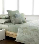 Sumptuous texture adorns this European sham from Calvin Klein, featuring a woven matelasse design in a soft, green hue.