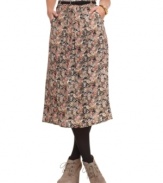 Maximize your look in a floral-printed midi skirt from Angie! Wear it with or without the removable belt.