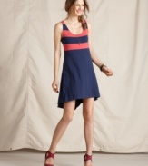 An on-trend high-low hem adds a stylish touch to this easy cotton dress from Tommy Hilfiger.