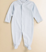 Lightweight yet warm, this footed silhouette in super soft pima cotton is perfect for everyday.Front snap closure Long sleeves Snap bottom Pima cotton Machine wash Imported Please note: Number of snaps may vary depending on size ordered. 