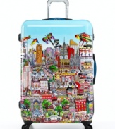 See the world. Emblazoned with your favorite cityscape, this hardside suitcase keeps the excitement of travel in the air, showcasing the biggest and best scenes from the city that stole your heart in Charles Fazzino's iconic 3-D pop art style. Wander the carnival of Venice, get lost in the legendary streets of New York, fall in love with the lights of Paris or cherish the posh spirit of London, all before you board the plane. 7-year warranty.