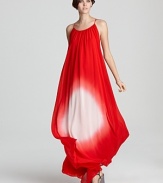 Flaunting a red and white ombre color treatment, this silk French Connection maxi dress makes an allusion to the fiery sun for fashion-forward, day-to-night style.