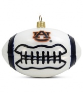 Team and Christmas spirit go hand in hand with the Auburn football ornament. Hand-painted glass is something students, alum and fans will cheer.