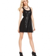 Sequins and a racerback add fashion-forward detail to this GUESS dress for a hot going-out look!