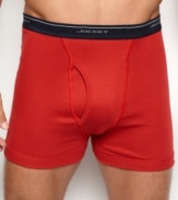 Classic fit and breathable cotton boxer briefs in assorted colors by Jockey.