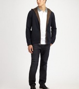 A comfortable zip-front style made of soft, mercerized cotton jersey.Front zipperAttached hoodCottonMachine washImported