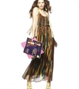 Stripes of endless colors lend painterly flair to this breezy maxi dress from Jessica Simpson!