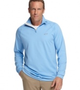 From the course to the clubhouse, you'll stay polished in the performance jersey of this moisture-wicking quarter-zip pullover from Greg Norman. (Clearance)