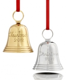 Mark the season with a classic brass or nickel-plated bell from Holiday Lane. Engraved with Christmas 2012, it guarantees an unforgettable holiday. Mark the season with a classic brass or nickel-plated bell from Holiday Lane. Engraved with Christmas 2012, it guarantees an unforgettable holiday.