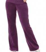 Get in your comfort zone with Pink Rose's trendy plus size velour pants, featuring a drawstring elastic waistband for ease of style. (Clearance)