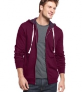 Club Room lets some plaid peek through in this casual layer-worthy fleece hoodie. (Clearance)
