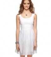Floral embroidery and eyelets are charming components on an a-line dress from Trixxi that gives you a good reason to sop up the sun!