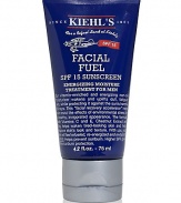 Vitamin-enriched and energizing non-oily moisturizer wakens and uplifts dull, fatigued skin, while protecting it against the sun's harmful UV rays. Helps skin resist the effects of environmental stress for a healthy, invigorated appearance. The formula, with Vitamins C and E, Chestnut Extract and Soy, helps waken tired-looking skin and helps improve skin's look and texture. Skin will feel refueled, re-energized and revitalized. Not tested on animals. SPF 15. 
