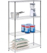 Shelve it. Make the most of your space with this 4-tier shelving unit that sorts and orders your belongings. Eliminates clutter in the garage, the closet or any room in the house.