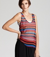 Whether layered over a maxi skirt or tucked into the season's high-waisted separates, this vibrantly striped Joie top proves to be as stylish as it is versatile.