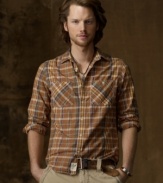Layered or worn alone, this durable plaid cotton shirt gives a just-right rugged touch to any look.