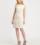 Curves ahead, this stretch cotton dress features a unique, curved seam and gathered details that create an undeniably chic look.BoatneckSleevelessAlluring gathered detailsConcealed back zipperCotton liningAbout 36 from shoulder to hem78% cotton/17% polyamide/5% elastaneDry cleanImported Model shown is 5'10 (177cm) wearing US size 4. 