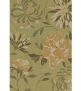 A delicate bouquet of florals pops against a moss-green ground, bringing beauty to every outdoor floor. This indoor/outdoor area rug from Dalyn is crafted from hand-hooked polypropylene for superb durability when exposed to the elements.