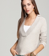 James Perse elevates the basic hoodie with a sultry deep V neck and trend-perfect waffle knit.