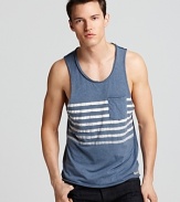 Whether you're cruising down the highway on a hot afternoon or playing volleyball at the beach, this chilled-out striped tank lends some casual cool style to your day.