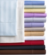 Redefine everyday elegance with these luxuriously soft, 500-thread count Pima cotton sheets. Created on dobby looms, the subtle interplay of satin and matte textures enhances the versatility of rich, solid color. Open stitching detail on the flat sheet hem adds a delicate, tailored finish.